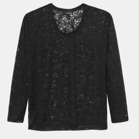 The Kooples Diamonds‎ Burnout Long Sleeve Top Black Size XS Sheer Blouse Sheer - Picture 3 of 13